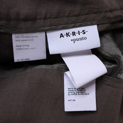 AKRIS PUNTO Fiorella Belted Pants Dark Olive Cropped Wide-Leg Linen Women's 16