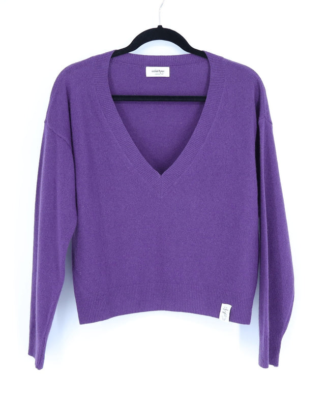 OTTOD'AME V Neck Sweater Purple Cashmere Wool Long Sleeve Pullover Women's 4/S