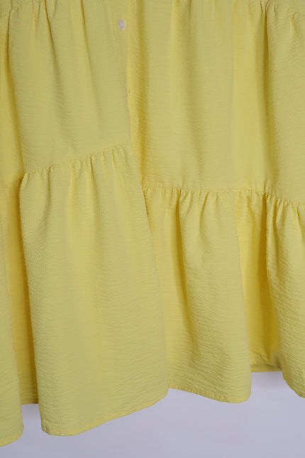 VERONICA BEARD Yellow Harrow Tiered Seersucker Mini Shirt Dress Women's M