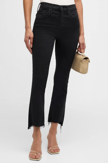 MOTHER Black The Insider Crop Step Fray Jeans Night in Paris Women's 29