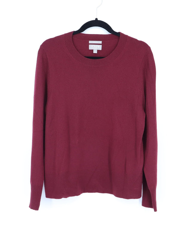 J. Crew 100% Cashmere Crewneck Sweater Burgundy Classic Fit Women's M