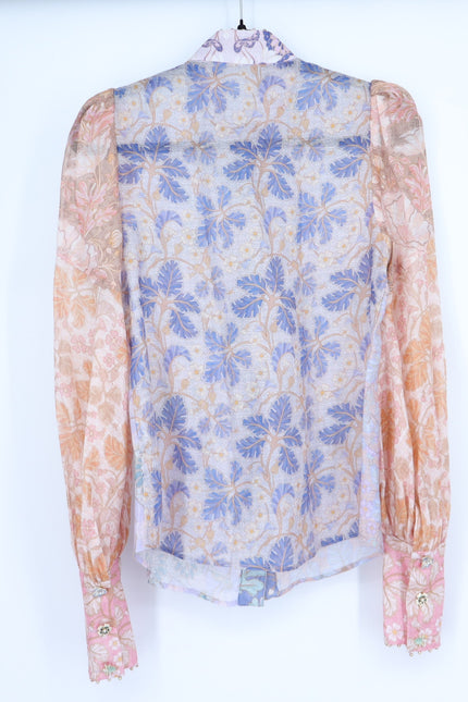 ZIMMERMAN Kaleidoscope Spliced Blouse Multi Floral Long Sleeve Women's 0