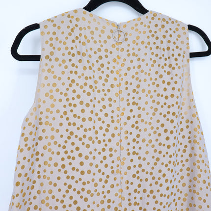 AKRIS PUNTO Sleeveless Polka Dot Flounce Dress Tan Gold Knee Length Women's 6
