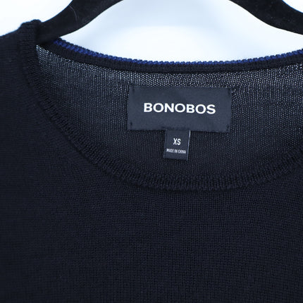 Bonobos Crew Neck Pullover Sweater Black Merino Wool Long Sleeve Men's XS