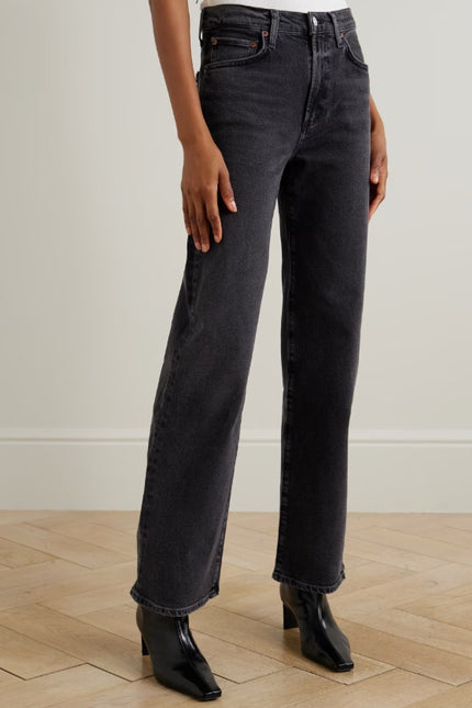 AGOLDE Harper Wide Leg Jeans Radius Black Mid Rise Zip Fly Women's 24
