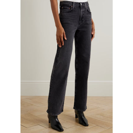 AGOLDE Harper Wide Leg Jeans Radius Black Mid Rise Zip Fly Women's 24