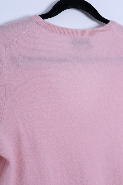 TUCKERNUCK Cashmere V Neck Sweater Soft Pink Long Sleeve Women's M
