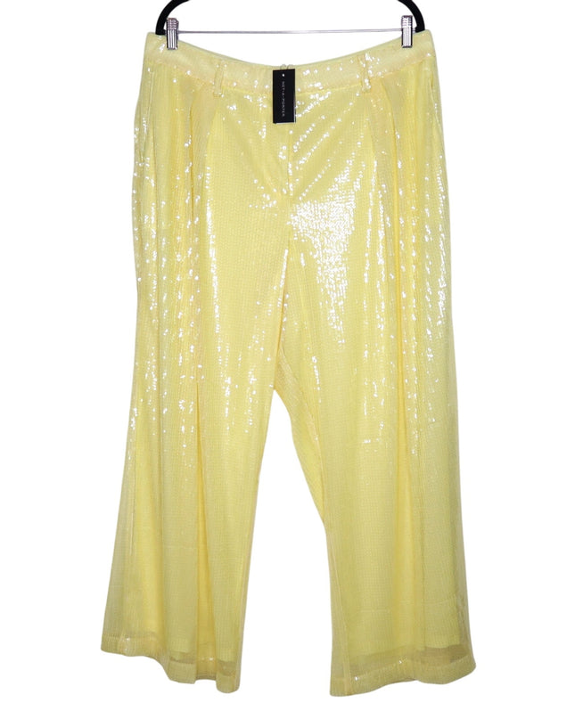 STAUD Luisa Sequin Trouser NWT Pleated Wide-leg Yellow High Rise Women's 16