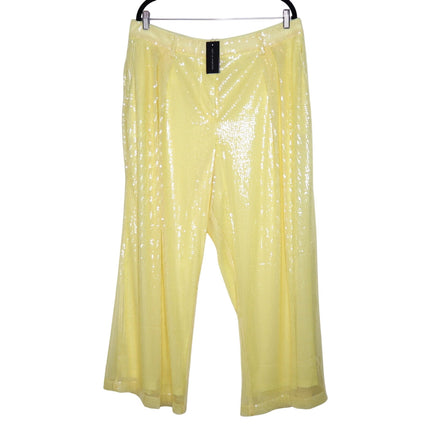 STAUD Luisa Sequin Trouser NWT Pleated Wide-leg Yellow High Rise Women's 16