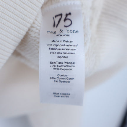 Rag & Bone Embroidered Sweatshirt Off White French Terry Boxy Pullover Women's S