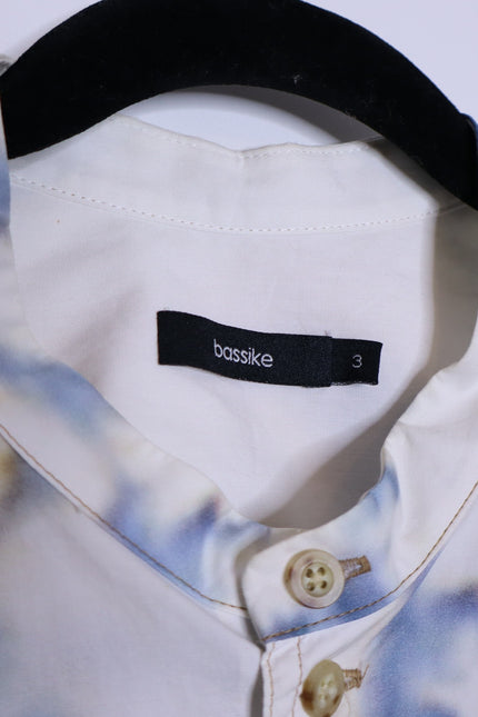 BASSIKE Boxy Collarless Shirt Blue Tie Dye Half Sleeve Casual Women's 3/US 8