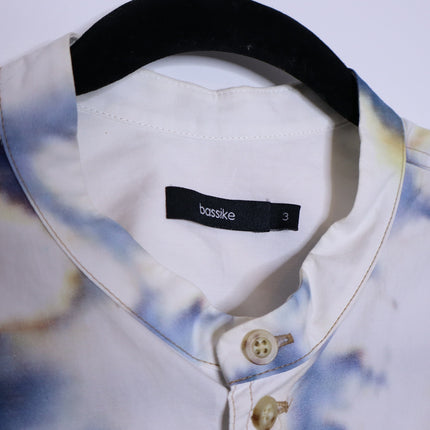 BASSIKE Boxy Collarless Shirt Blue Tie Dye Half Sleeve Casual Women's 3/US 8