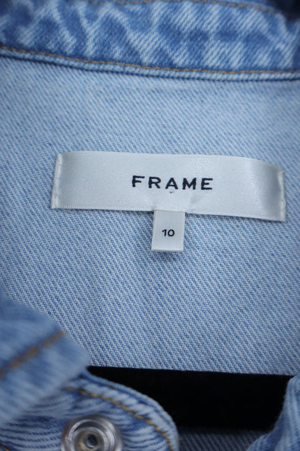 FRAME The City Shift Dress Betty Blue Denim Sleeveless Collared Women's 10