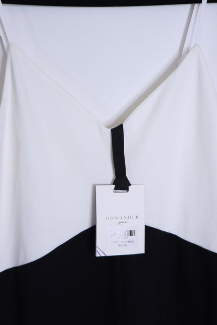 POMANDER PLACE NWT Lorelai Maxi Dress Black White Colorblock Women's M
