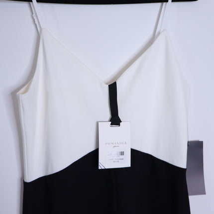 POMANDER PLACE NWT Lorelai Maxi Dress Black White Colorblock Women's M