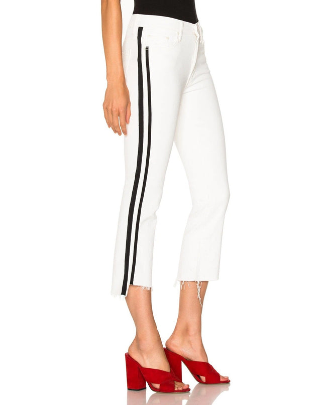 MOTHER The Insider Crop Step Fray Jeans Whipping The Racer White Women's 29