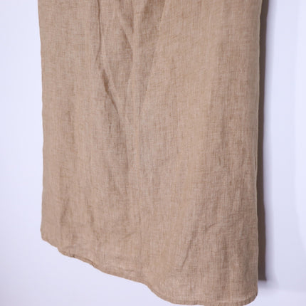 FABIANA FILIPPI Linen Tunic Top Fieno Brown Tie Up Back Sleeveless Women's 12/XL