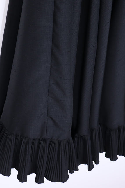 VICTOR COSTA Vintage 90s Midi Dress Black Ruffled Trim Long Sleeve Women's 4