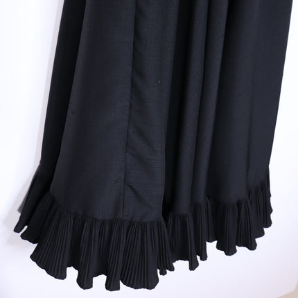 VICTOR COSTA Vintage 90s Midi Dress Black Ruffled Trim Long Sleeve Women's 4