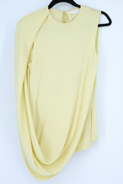 JONATHAN SIMKHAI Yellow Safiya Top Chamomile One Shoulder Draped Knit Women's S