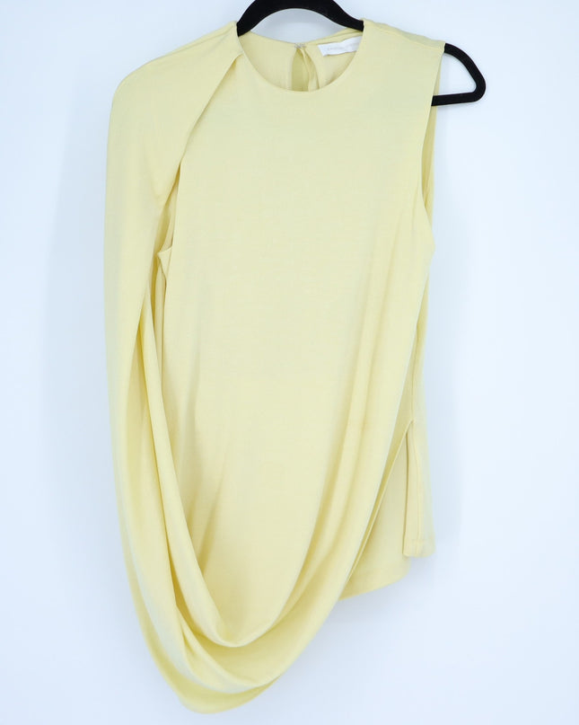 JONATHAN SIMKHAI Yellow Safiya Top Chamomile One Shoulder Draped Knit Women's S