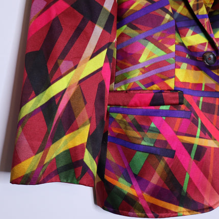 ESCADA Bozena Blazer Fantasy Multicolor Geometric Single Button Women's 40/US10