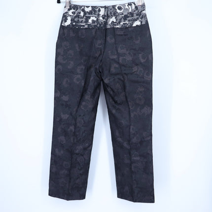 VERA WANG Brocade Silk Dress Pants Floral Black and Silver Women's 0