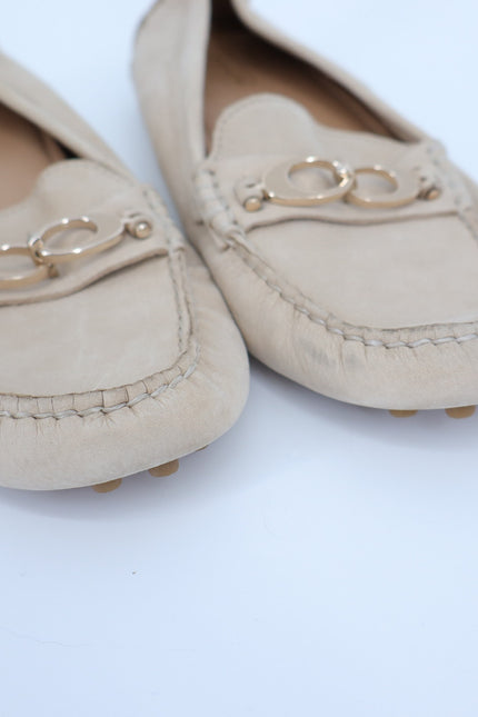COACH Naomi C-Bit Loafer Beige Leather Slip On Driving Shoe Women's 9B