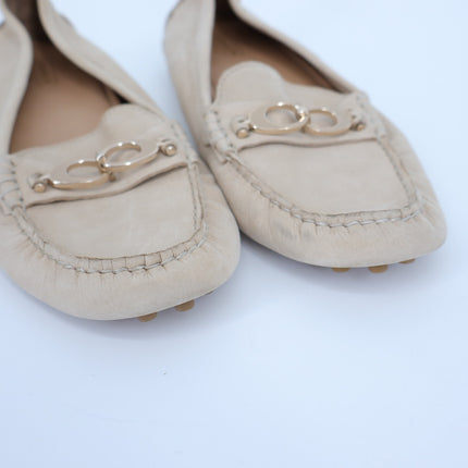 COACH Naomi C-Bit Loafer Beige Leather Slip On Driving Shoe Women's 9B
