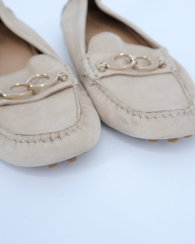 COACH Naomi C-Bit Loafer Beige Leather Slip On Driving Shoe Women's 9B
