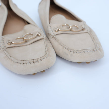 COACH Naomi C-Bit Loafer Beige Leather Slip On Driving Shoe Women's 9B