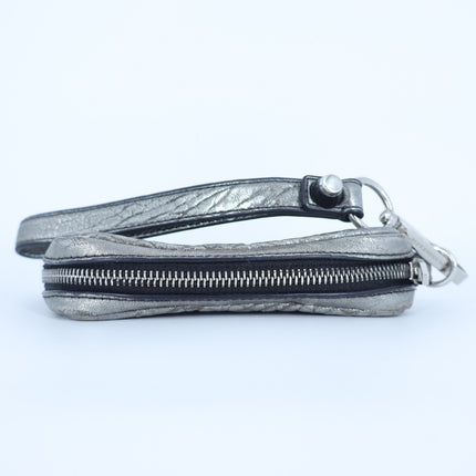 Alexander Wang Fumo Wristlet Metallic Silver Pebbled Leather Wallet