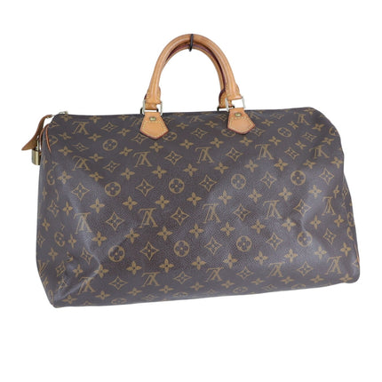 Louis Vuitton VTG 1995 Speedy 40 Handbag Brown Coated Canvas Monogram Travel Bag
