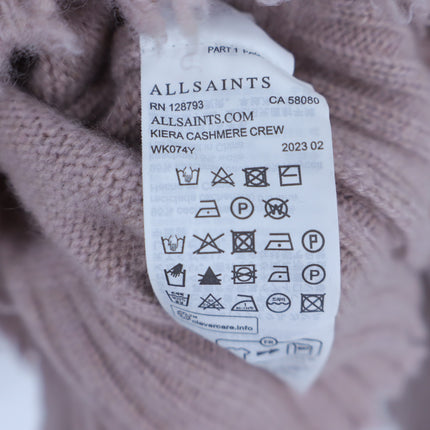 AllSaints Kiera Cashmere Crew Sweater Pashima Pink Distressed Pullover Women's S