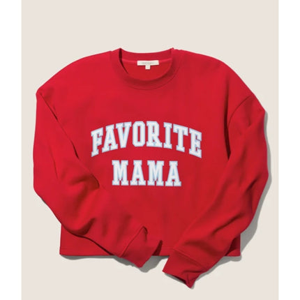 Favorite Daughter Cropped Favorite Mama Sweatshirt Cherry White Women's L