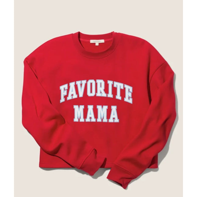 Favorite Daughter Cropped Favorite Mama Sweatshirt Cherry White Women's L