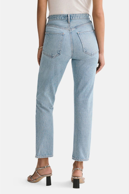 AGOLDE Riley Straight Cropped Jean Renewal Blue Light Wash High Rise Women's 31