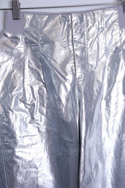 FP MOVEMENT NWT Mesmerize Me Shine Pants Silver Cargo Pull On Women's XS