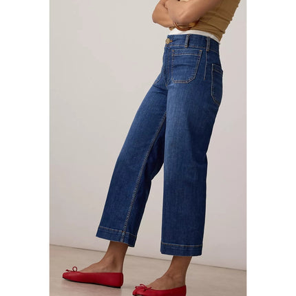 Maeve The Colette Jeans Blue Mini Fern Wash Cropped Wide Leg Women's 26