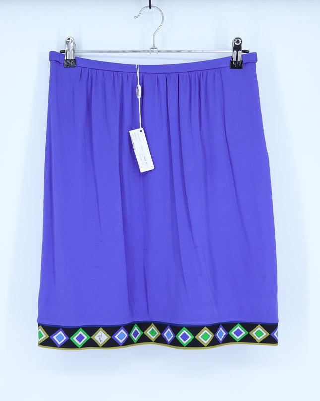 Emilio Pucci Archival Revival Skirt Purple Silk 1970s Print Women's 42/US 8