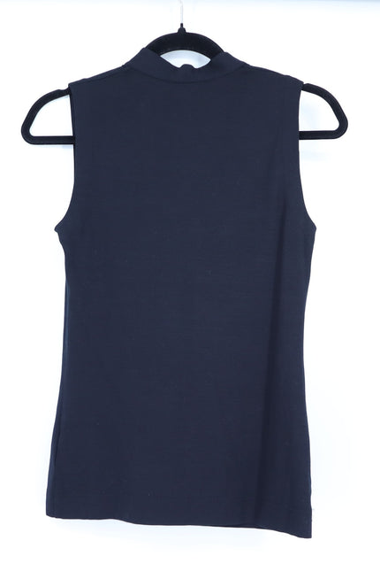 AKRIS PUNTO Black Ruffle Front Top Sleeveless Modal Knit Women's 6
