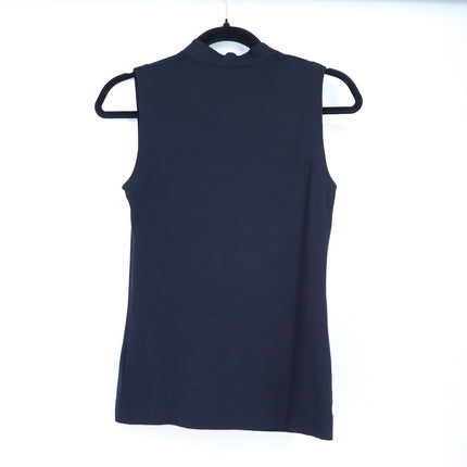 AKRIS PUNTO Black Ruffle Front Top Sleeveless Modal Knit Women's 6