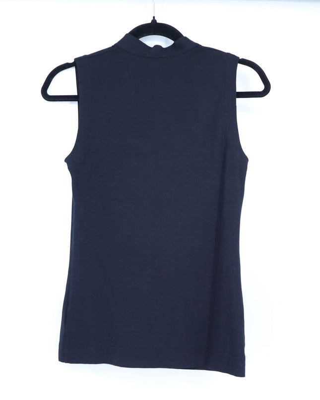 AKRIS PUNTO Black Ruffle Front Top Sleeveless Modal Knit Women's 6