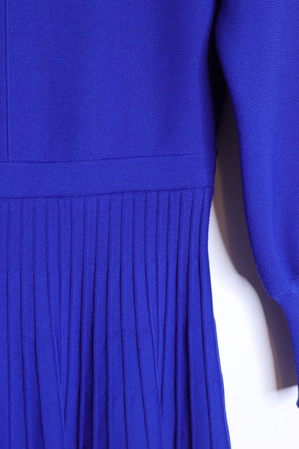 THE FOLD Kinnerton Knitted Dress Cobalt Blue Long Sleeve Knee Length Women's M