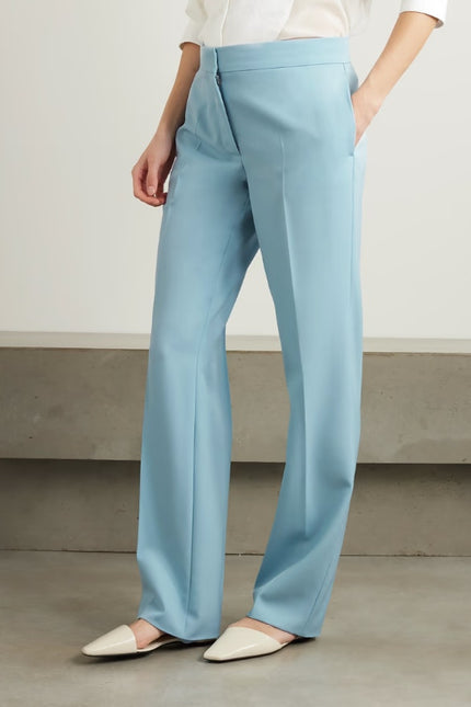 STELLA MCCARTNEY Wool Straight Leg Pants Mineral Blue Women's 50/14