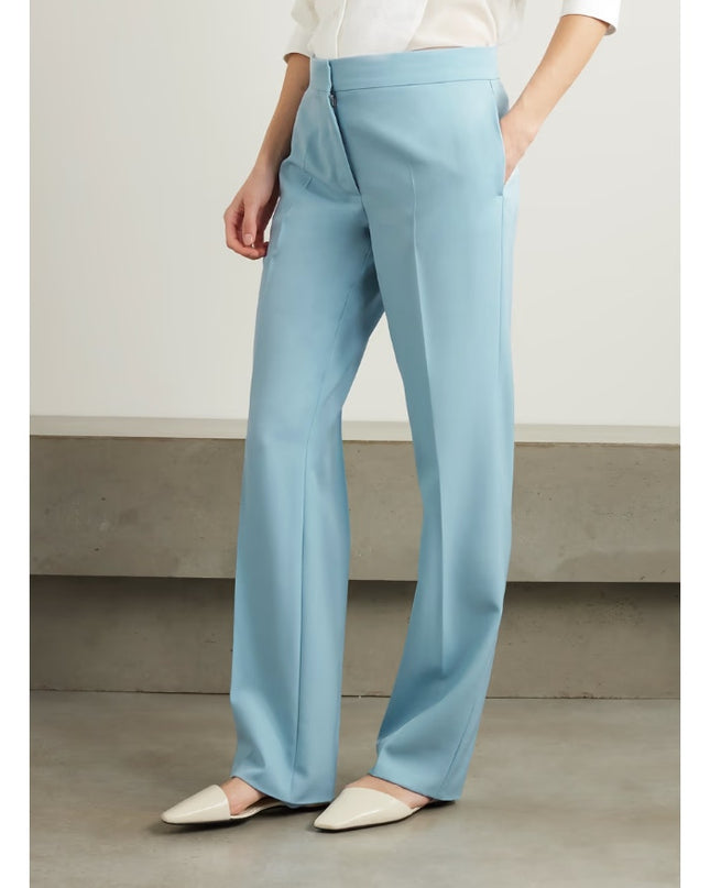 STELLA MCCARTNEY Wool Straight Leg Pants NWT Mineral Blue Women's 50/14