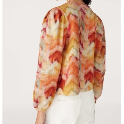 BA&SH Primrose Sweatshirt Ocre Chevron Print Balloon Sleeve Women's S/US 4
