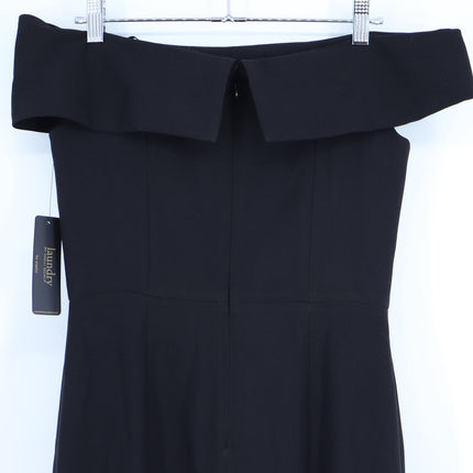 Laundry by Shelli Segal Off Shoulder Gown Black NWT A Line Maxi Dress Women's 2
