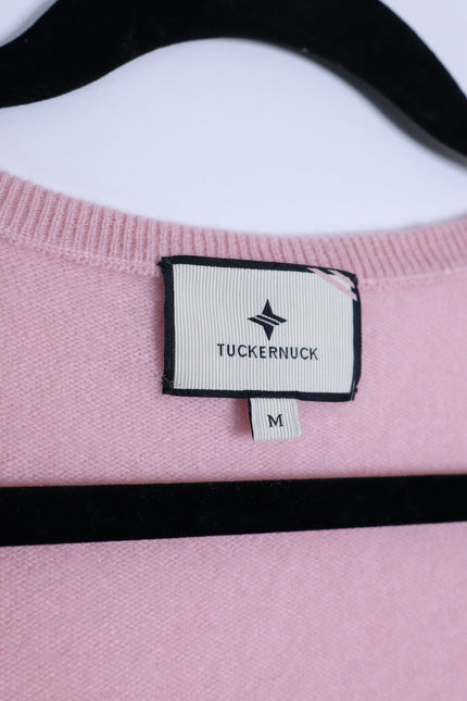 TUCKERNUCK Cashmere V Neck Sweater Soft Pink Long Sleeve Women's M