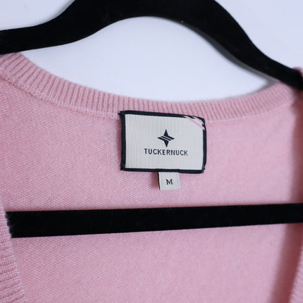 TUCKERNUCK Cashmere V Neck Sweater Soft Pink Long Sleeve Women's M